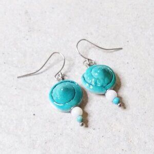 $10 CLEARANCE!!! Turquoise Shells + Beads! Summery Beachy Coastal Earrings